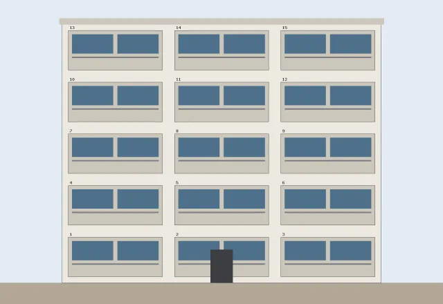 واجهة برج النخيل — رسم توضيحي لتوزيع الشقق